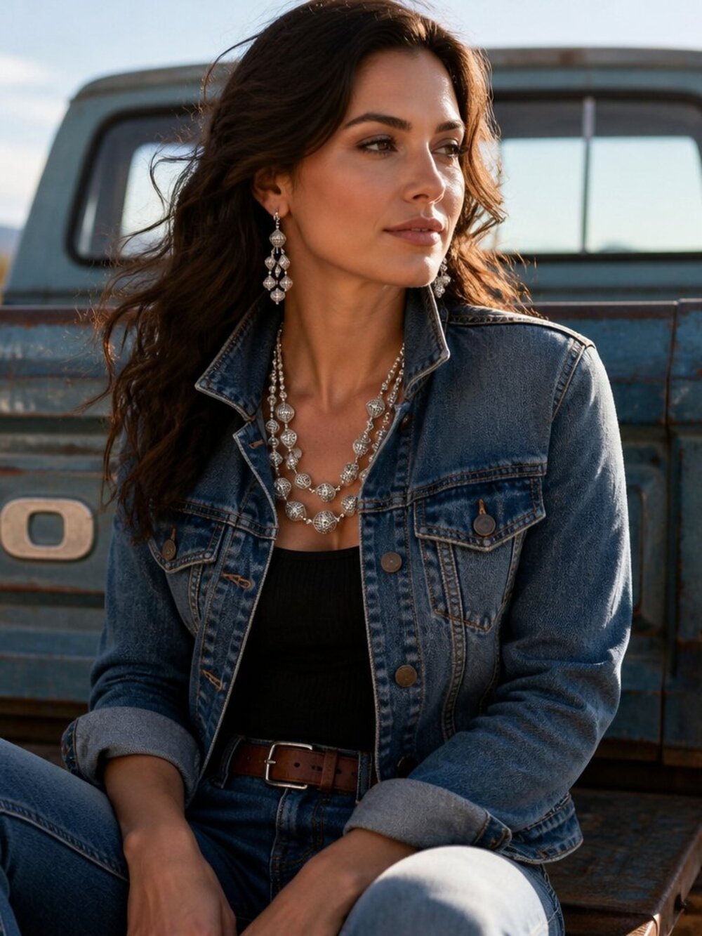 Southwestern Silver-Tone Double Strand Etched Bead Necklace